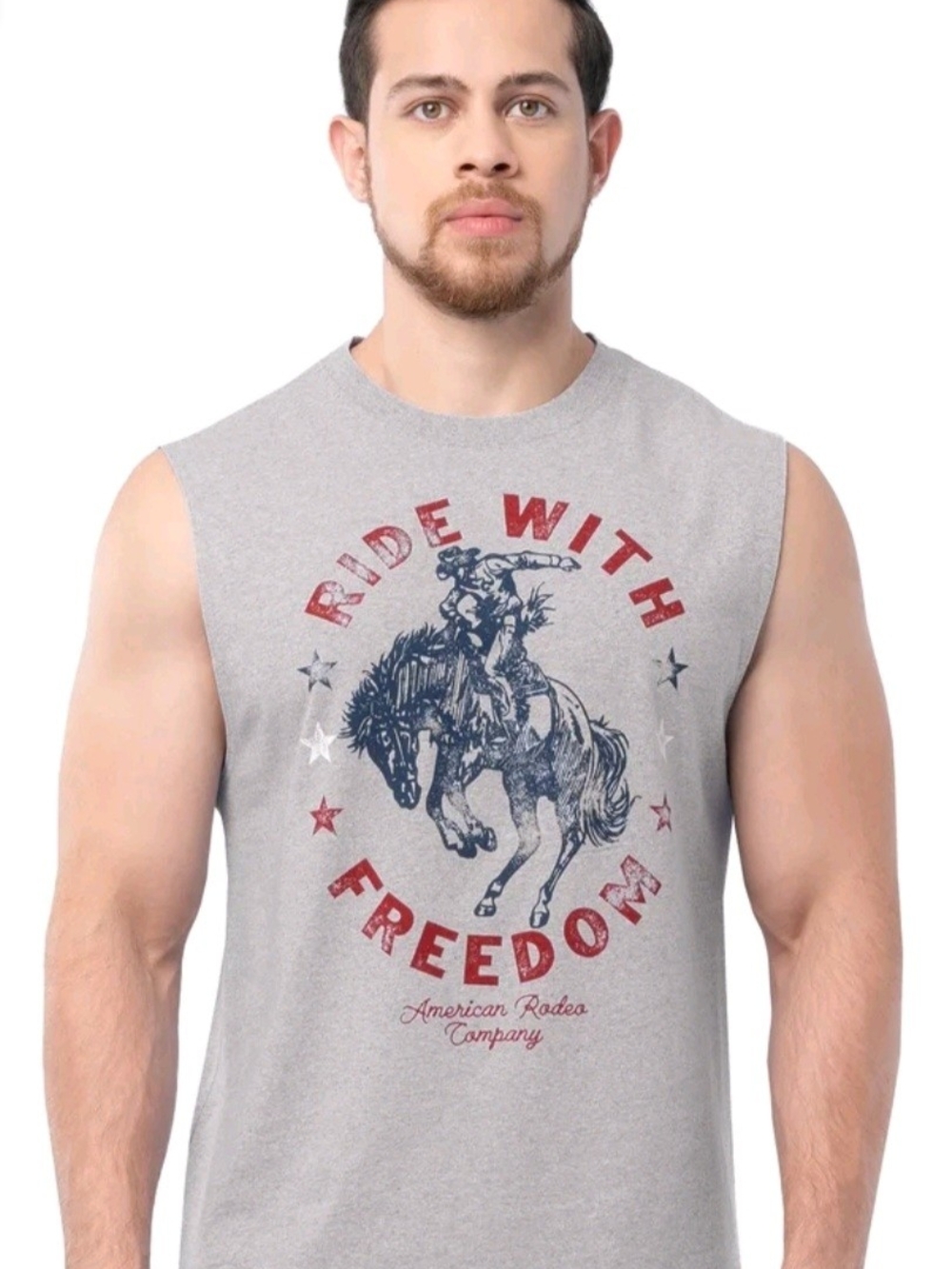Ride With Freedom Graphic Muscle Tank Men's Gray Size S - NWT